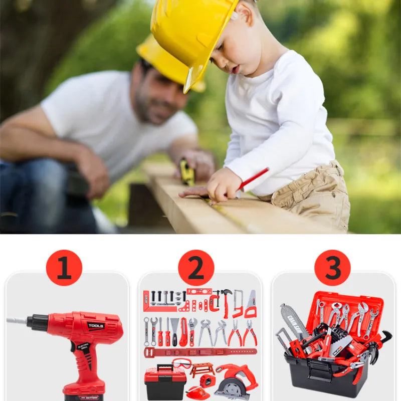 New Children Toolbox Set Baby Simulation Repair Drill Screwdriver Repair Engineer Simulation Repair Tools Pretend Play House Toy