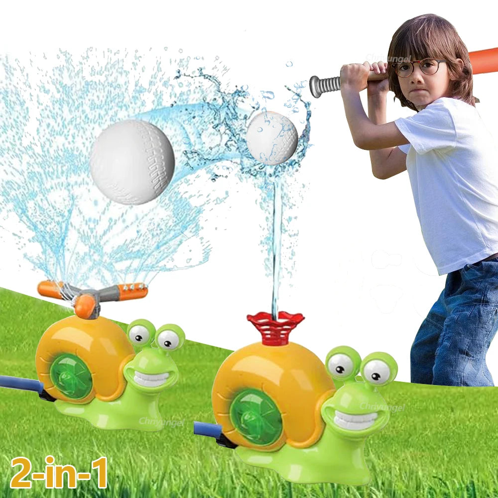 2 in 1 Water Sprinkler Baseball Toy for Kids Baseball Toy Water Game 360° Roating Spray Play for Summer Backyard Lawn Pool Party