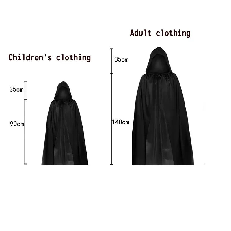 Halloween Party Cosplay Children Adult Death Black Cloak Cloak Halloween Skull Skeleton Ball Costume Prop Set Holiday Gifts