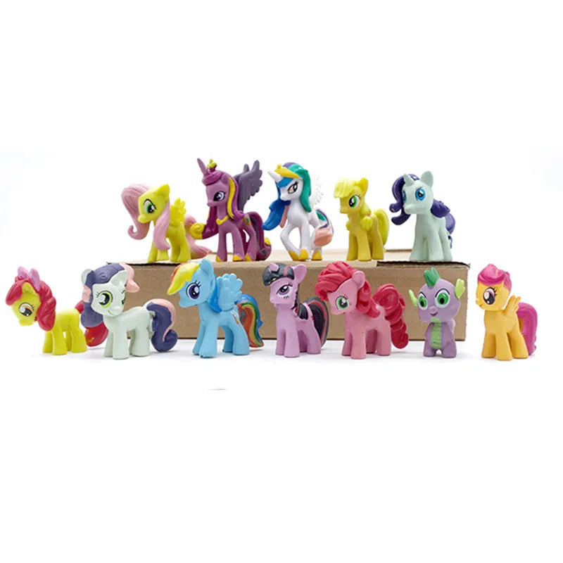 12 Pcs/Set My Little Pony Toys 4-7Cm Cute PVC Rainbow Horse  Action Figures Dolls For Girl Birthday Gift