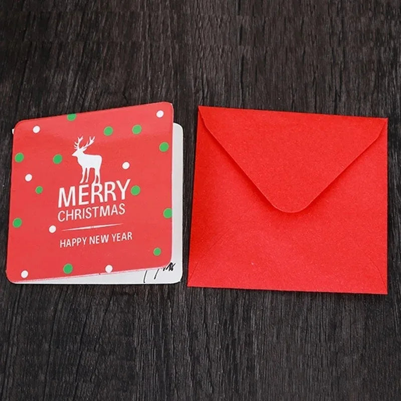 24 Pcs/lot Christmas Greeting Card Kids Mini Christmas Blessing Greeting Cards Envelope New Year Postcard Gift Card Xmas Party