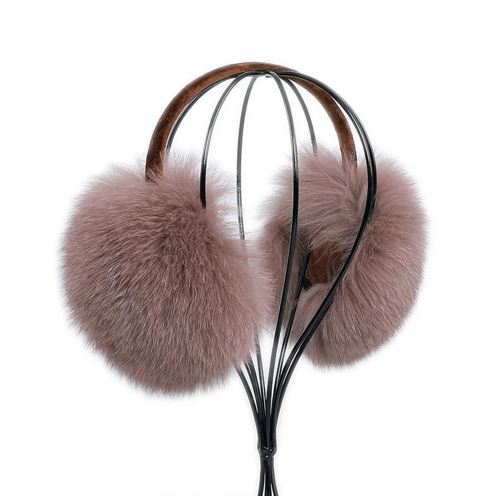 Full Piece 100% Real Fox Fur Women's Winter Earmuffs Ear Warmer Ear Protection Girl's Ear Muffs Headwear