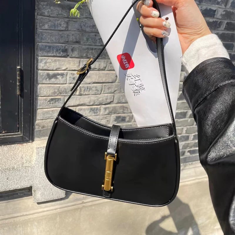 Korean Reviews Multi-Shoulder Bag Women's Luxury Design Hardware Decoration Handbag Black Bowling Bag Wallet Tote Bag