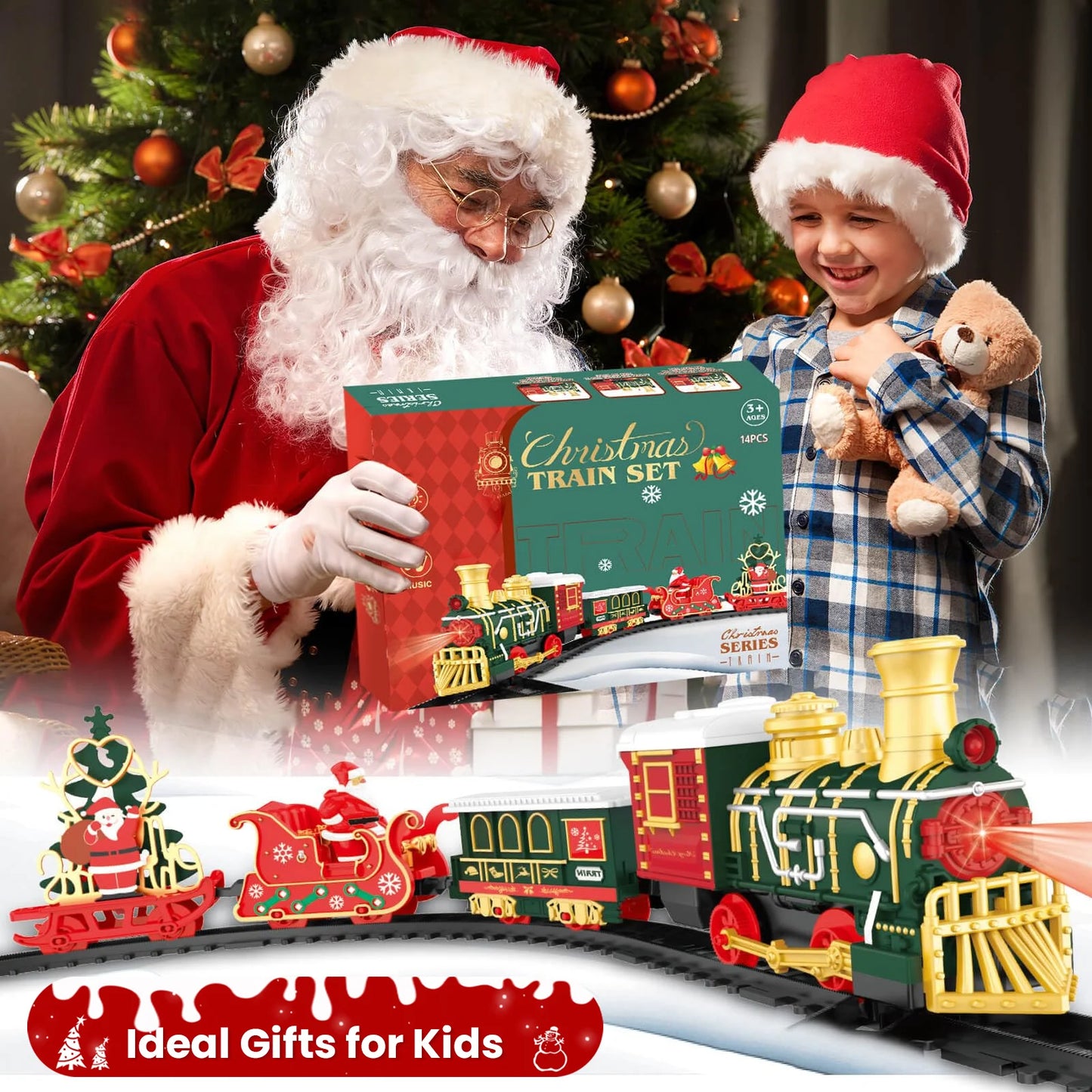 Track Cars Toys Christmas Gifts Electric Toy Train Set Children's Railway Locomotive Classic Steam Trains Car Vehicle Models Kid
