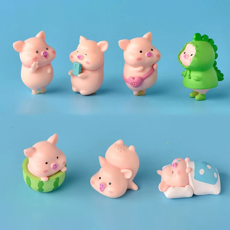 Mini Cute Pig Figurine Animal Model Moss Micro Landscape Home Decor Miniature Fairy Garden Decoration Accessories