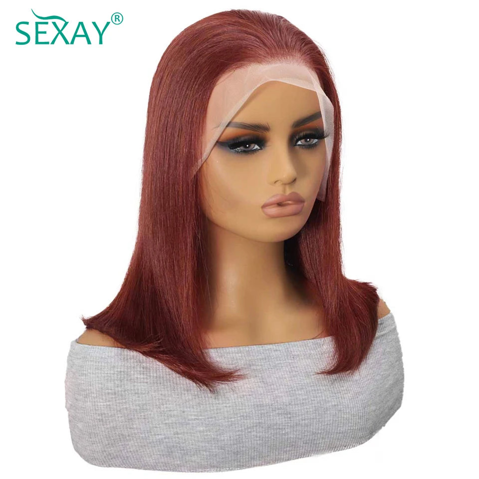 Hot Pink Short Bob Lace Front Wigs Brazilian Human Hair Wigs 13x4 HD Transparent Lace Frontal Wig Colored Double Drawn Bob Wig