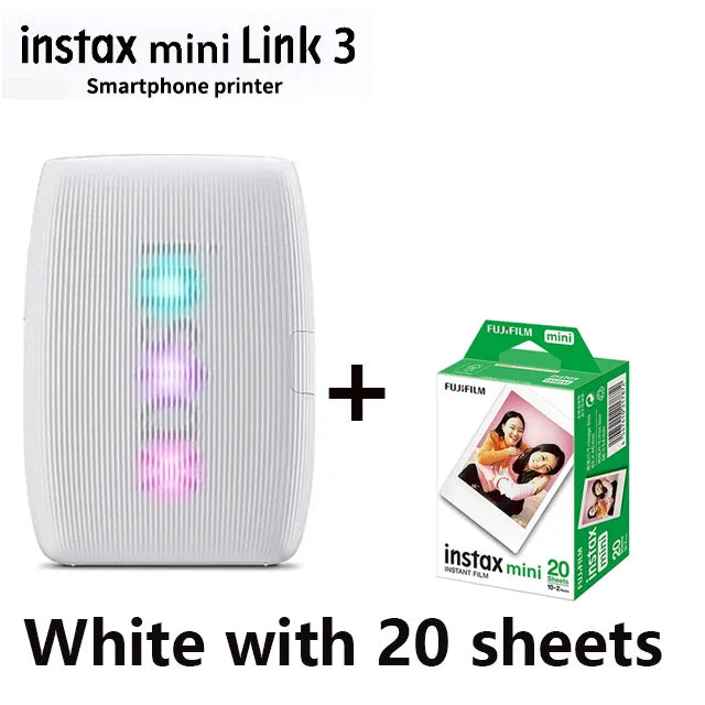 Original Fujifilm Instax Mini Link 2/Link 3 Printer Instax Photo Camera Printers ( 20 / 40 Sheet Instax Mini White Film )