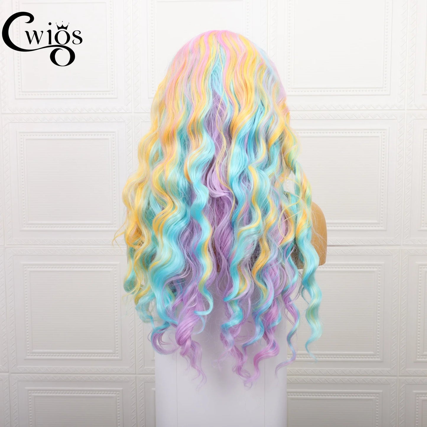 Wholesale Rainbow Multi-color Wig Look Like Human Hair 13*3 Transparent Pre-Plucked Hairline Futura Synthetic Lace Front Wigs