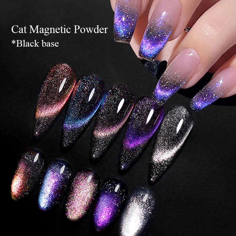 Reflective Magnetic Nail Powder Chameleon Glitter Dust Metallic Nail Art Chrome Shiny Pigment Supplies Nail Manicure Decorations