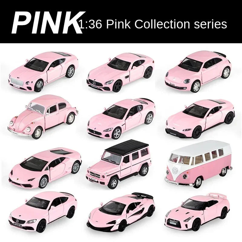 1:36 Pink Benz Diecast Alloy Model Car Children Lighting and Music Simulation Car Collection Model Presents A Girl Toy Gift F415