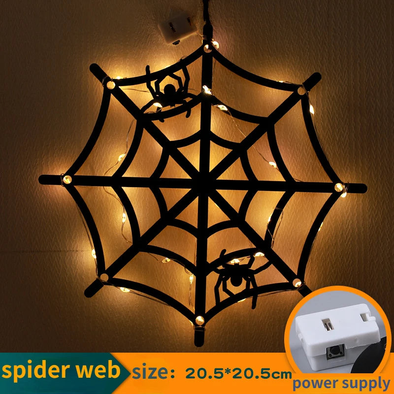 10LED Halloween Hanging Castle Witch Ghost Spider Web Luminous Charm Halloween Party Horror Props Indoor and Outdoor Decoration