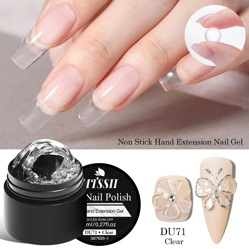 8ml Clear Non Stick Hand Solid Extension Nail Gel Polish Carving Flower Nail Art Building UV Gel Acrylic Varnish Manicure DIY