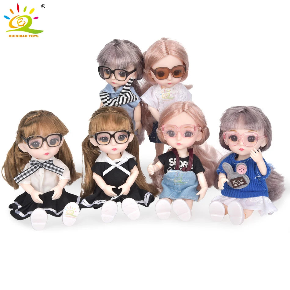 6inch Princess Girl Doll bjd Boneca Dolls normal/joint body Ball Jointed Reborn Glasses Dolls Toys Clothes Shoes Gift For Girls