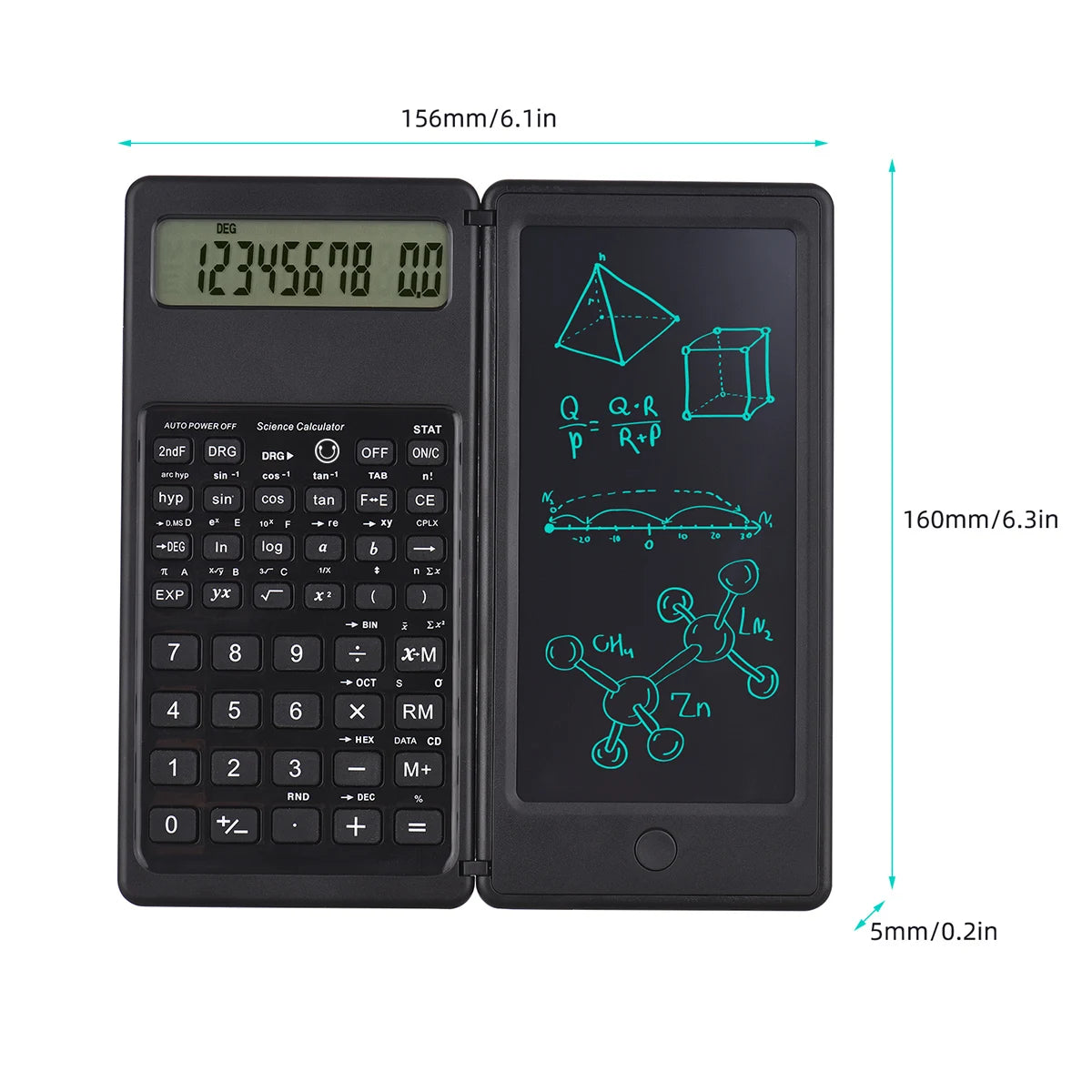 Foldable Calculator & 6 Inch LCD Writing Tablet Digital Drawing Pad With Stylus Pen Erase Button Lock For School Office Business