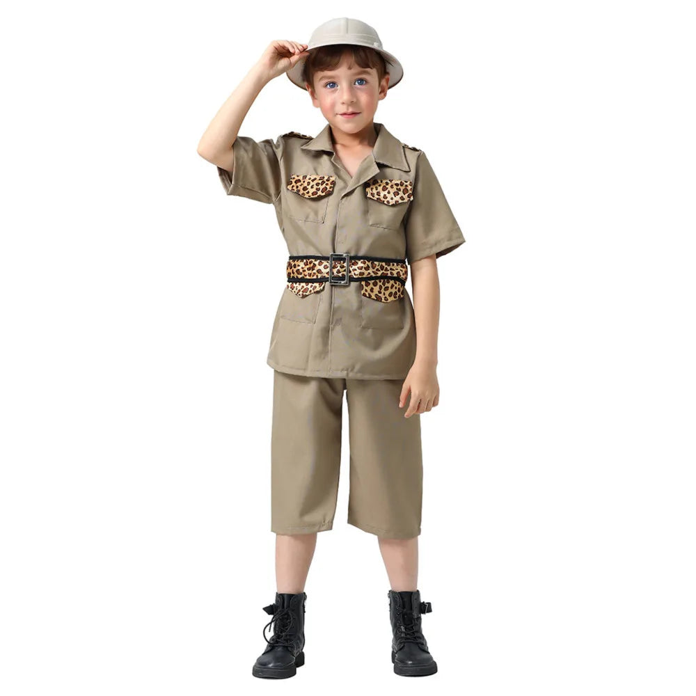 Jungle Explorer Cosplay Costume for Children Wildlife Ranger Performance Clothes Halloween Christmas Carnival Party Costumes