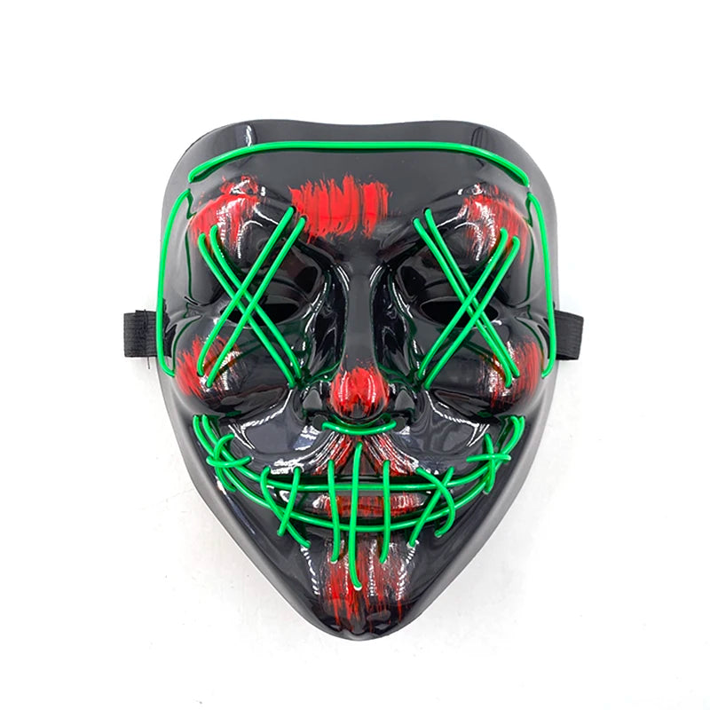 Wireless Scary Glowing Mask LED Luminous Purge Mask Halloween Horror Neon Light Up Cosplay Party Mask Fstival Costume Supplies