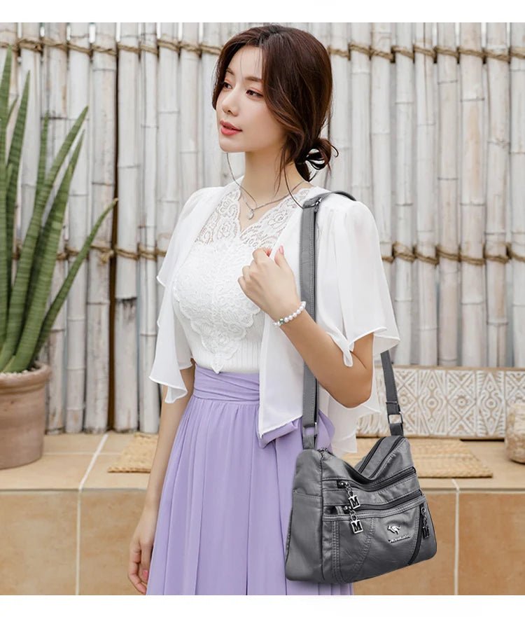 High Quality Soft Leather Handbag Wallet 2023 Luxury Designer Multi Pocket Women's One Shoulder Crossbody Bag Fashion Women Bag