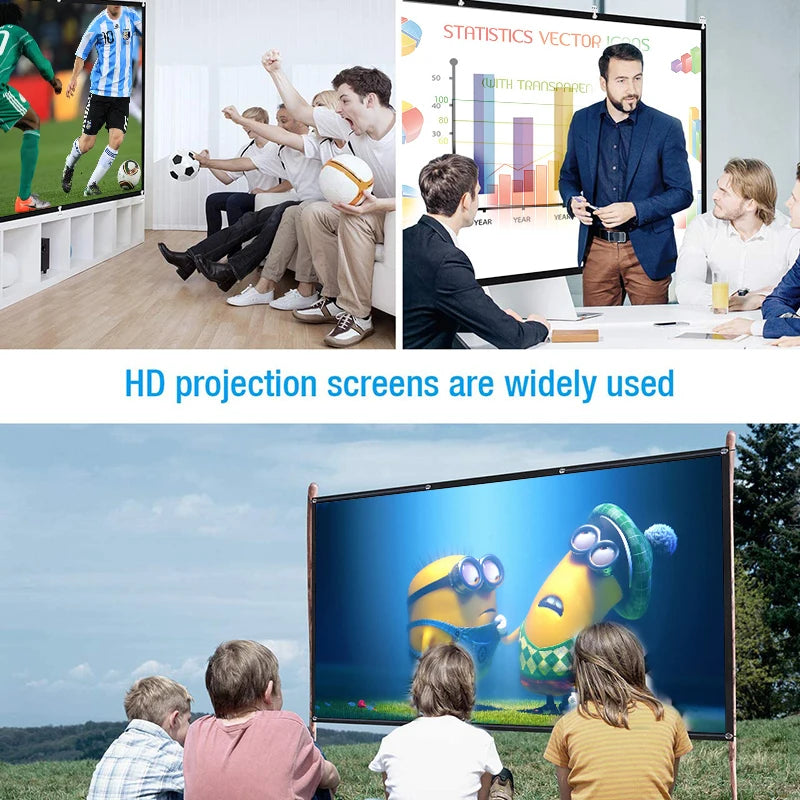 High Brightness Reflective Projector Screen 60/72/84/100/120/150 inch 16:9 Polyester fiber Cloth Anti-Crease Projection Screen