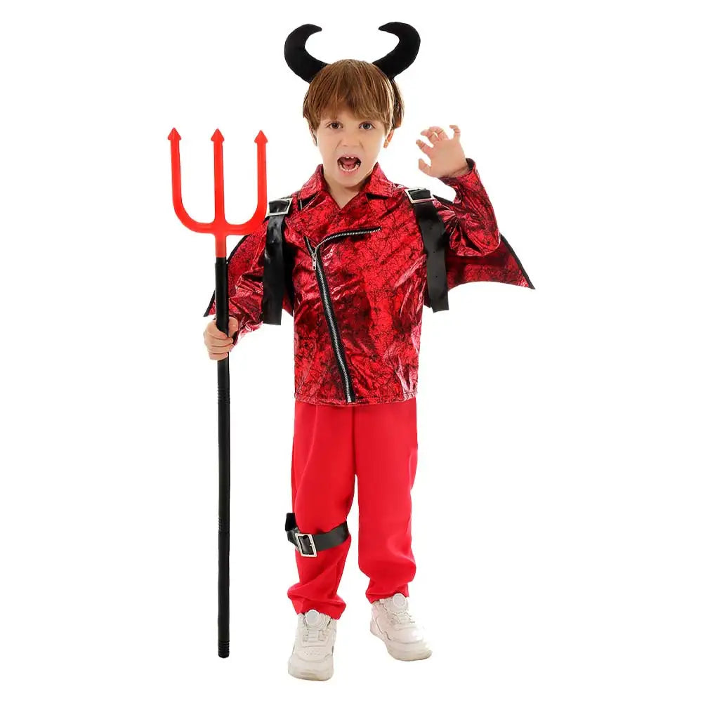 Disguise Devil Cosplay Child Boys Girls Wigs Horns Stage Fantasia Costume Kids Roleplay Role Play Fancy Dress Up Party Cloth