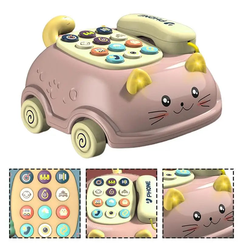 Toddler Musical Phone Toy Mini Cartoon Telephone Learning Machine with Lights Sound Montessori Early Educational Toy Gift