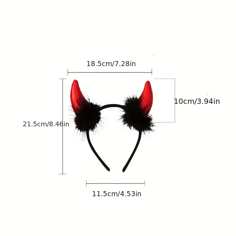 1pc Puffy Devil Horns Headband Glitter Headband Halloween Costume Accessories Halloween Hair Band For Women Men Hair Accessories