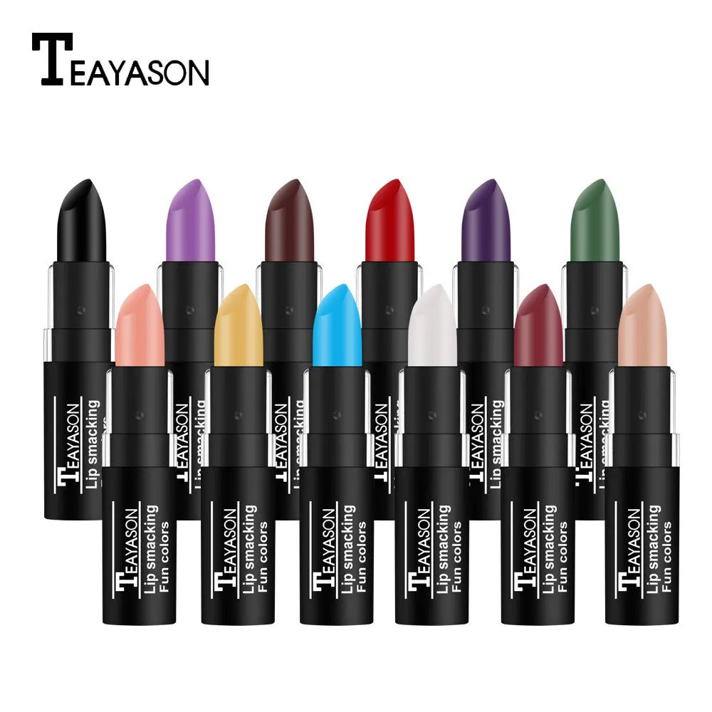 Brand Black Lipstick Retro Dark Color Lipsticks Matte Waterproof Blue Vampire Color Holloween Party Makeup Maquillaje Lip Pencil