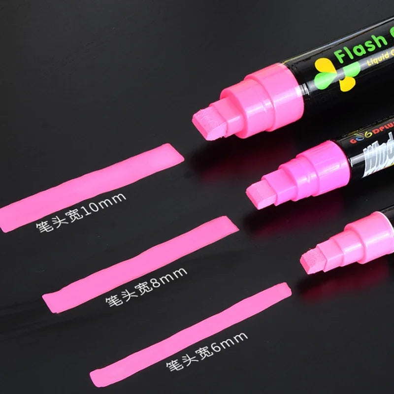 8 Color/set LED Highlighter Fluorescent Marker Pens Erasable Chalk 5/6/8/10mm Stationery For LED Writing Board Painting Graffit