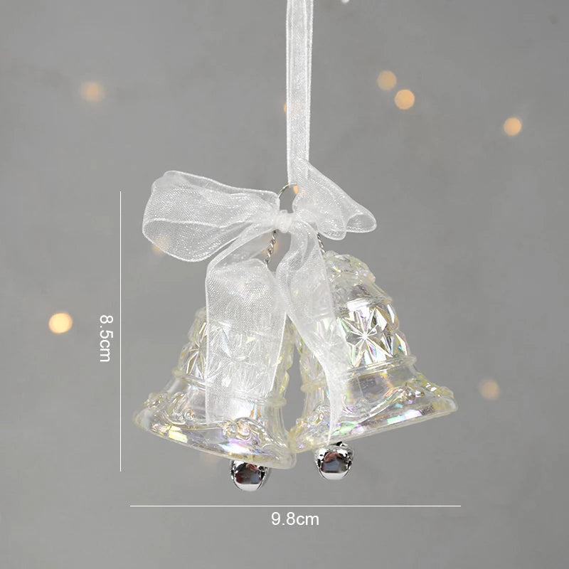 Snowflake Icicle Drop Ornaments Crystal Christmas Tree Transparent Decoration Pendant Xmas Home Tree Decor Hanging New Year 2024