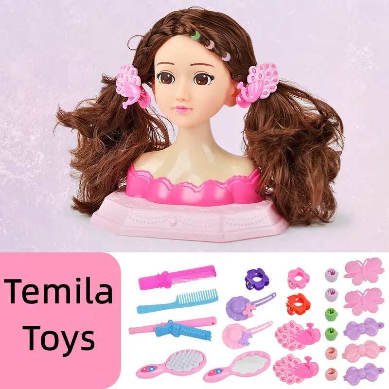 Funny Children Head Model Half Body Doll Toy Simulation Barber Makeup artist Makeup Hairstyle Beauty play house toys Girls Gift