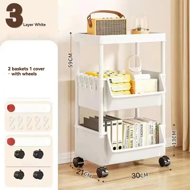 Kitchen Corner Storage Rack Narrow Slit Storage Cabinet Bathroom Living Room Home Organizer Mobile Bookshelf Floor Storage Rack