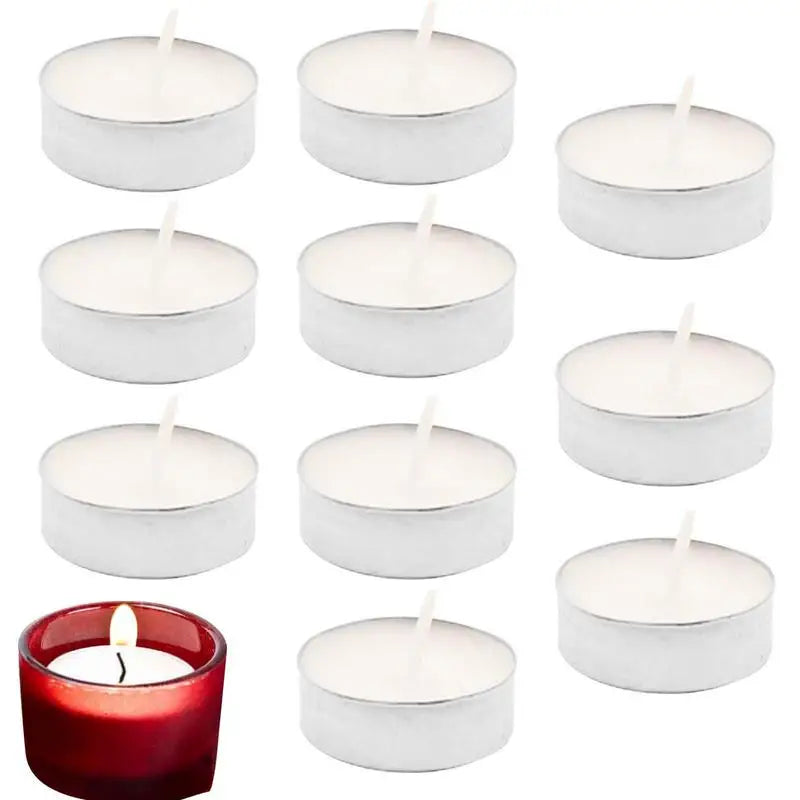 10Pcs Round Tea Candle Unscented Smokeless White Candle Christmas Items No Drops Cotton Wick Candle Decoration For Wedding