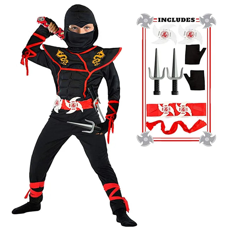 Kids Ninja Costume with Halloween Ninja Accessories Boys Dress Up Best Gifts Boys Girls Cosplay Costume Ninja Suit