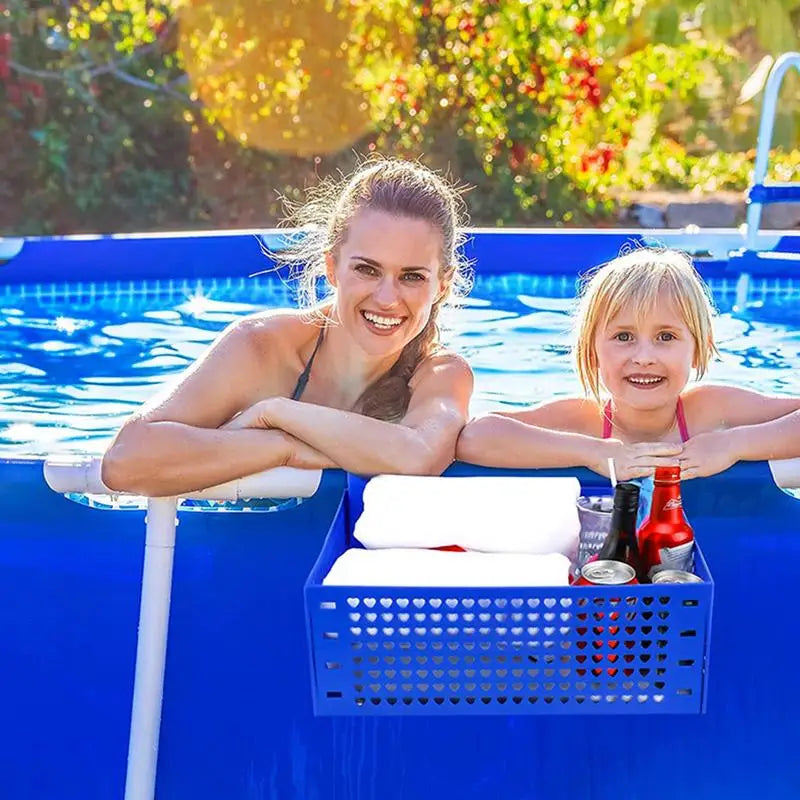 Pool Side Basket Poolside Storage Holder Stretchable Pool Basket Holder Portable Swimming Pool Accessories