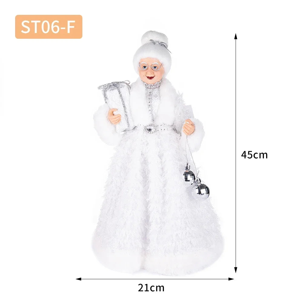 Santa Claus Granny Doll 50cm Standing Santa Claus Ornament Christmas Scene Doll Decoration 2024 Christmas Gift For Children