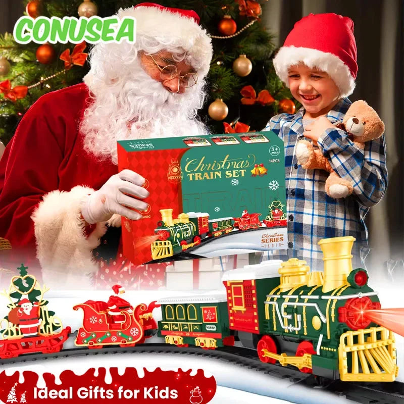 Track Cars Toys Christmas Gifts Electric Toy Train Set Children's Railway Locomotive Classic Steam Trains Car Vehicle Models Kid