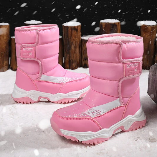 Winter Outdoor Children Boots Princess Elegant Girls Shoes Water Proof Girl Boy Snow Boots Kids Warm High Quality Plush Boots