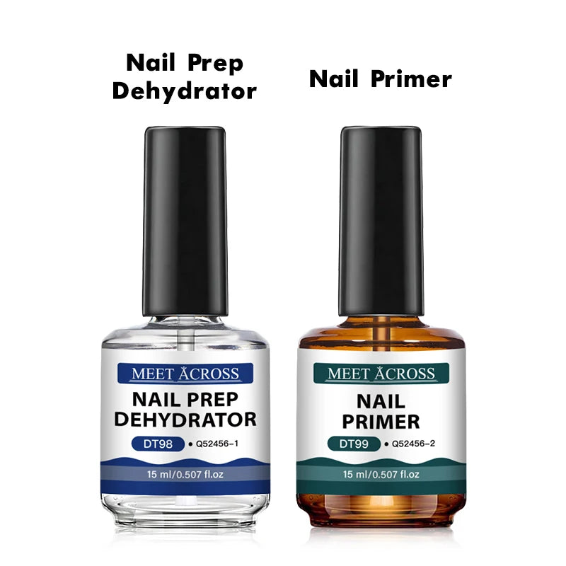 MEET ACROSS 15ml Nail Primer and Nail Prep Dehydrate Gel Polish No Need UV LED Lamp Long Lasting Nail Art Varnish For Manicure