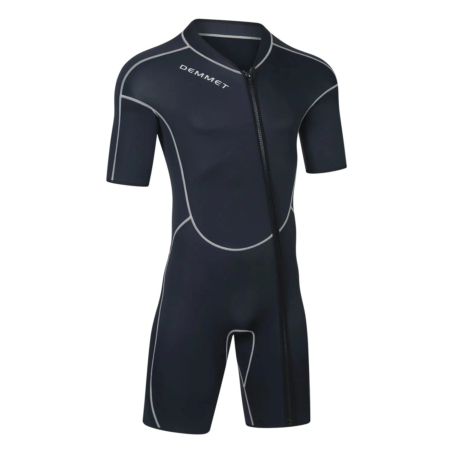 New DEMMET1.5/3M Neoprene Men's Short Sleeve Wetsuit Front Unzipper Snorkeling Surfing Swimsuit Keeps Warm