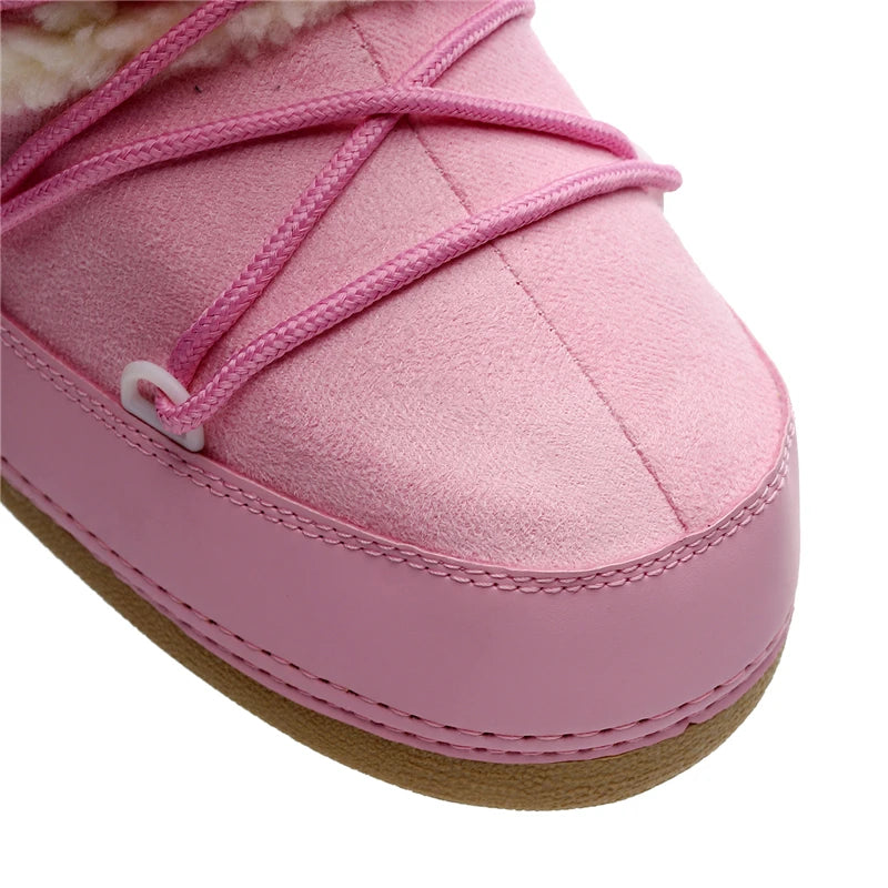 Women's Winter Boots 2024 Women Snow Boots Cold-proof Warm Mid-calf Pink Space Boots Slip-resistant Cotton Woman Winter Shoes