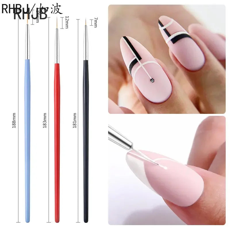 New 2025 Multiple nail art nail brush Design Tip Drawing Carving Dotting Nail Pen Builder Flat Liner Acrylic Gel Polish Manicure