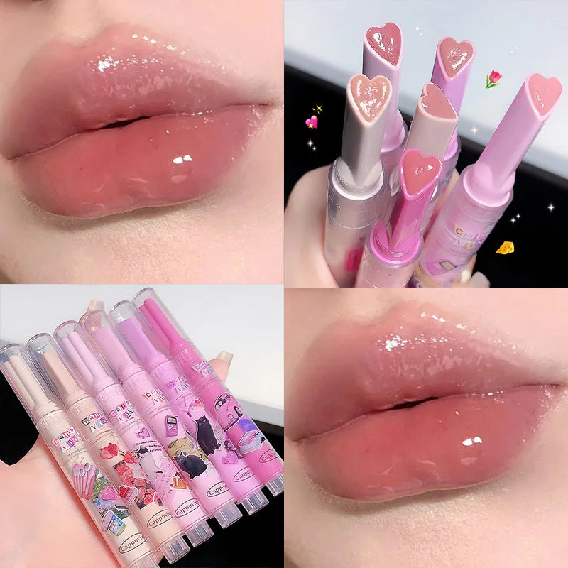 Jelly Love Lipstick Pink Water Gloss Clear Lip Glaze Waterproof Non-stick Cup Hydrating Plumping Fade Lip Lines Lip Gloss Makeup