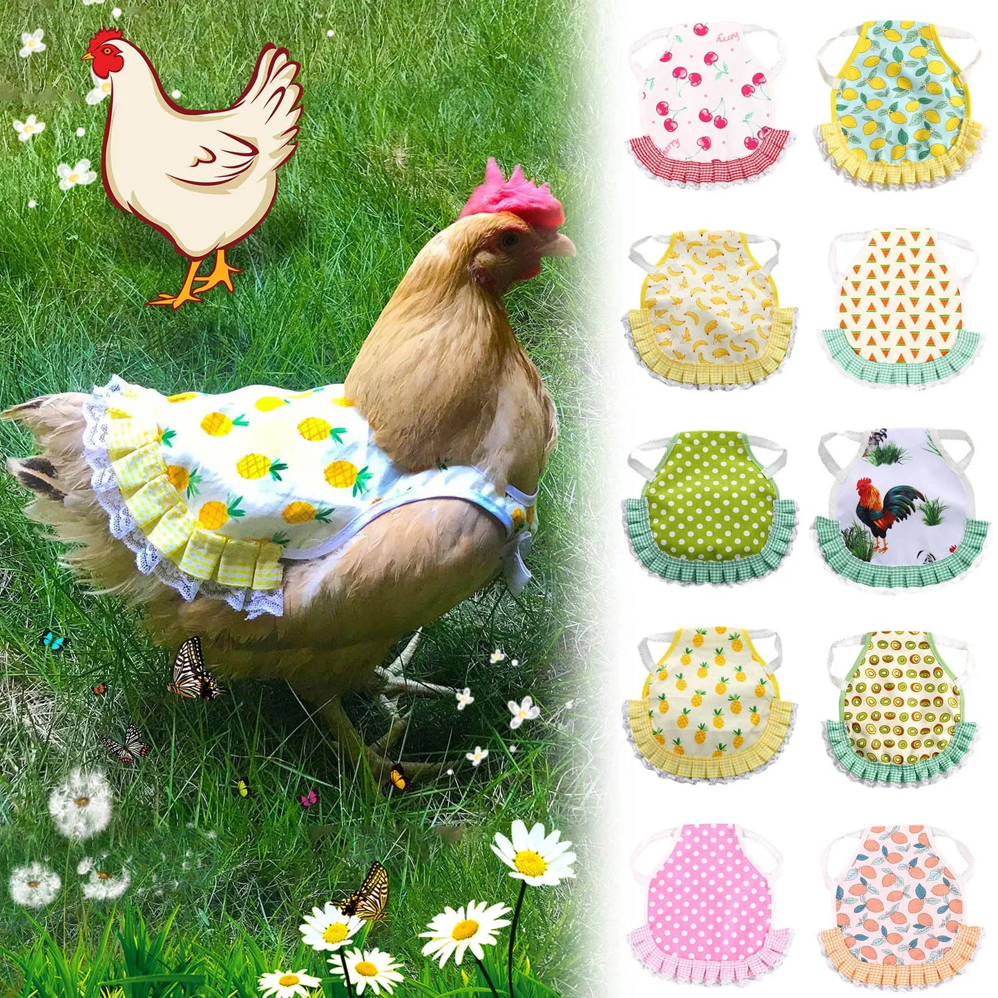 1PC Hen Apron Elastic Chicken Saddle Feather Protector Adjustable Pet Clothes Birds Chicken Dress Poultry Apron for Cold Weather