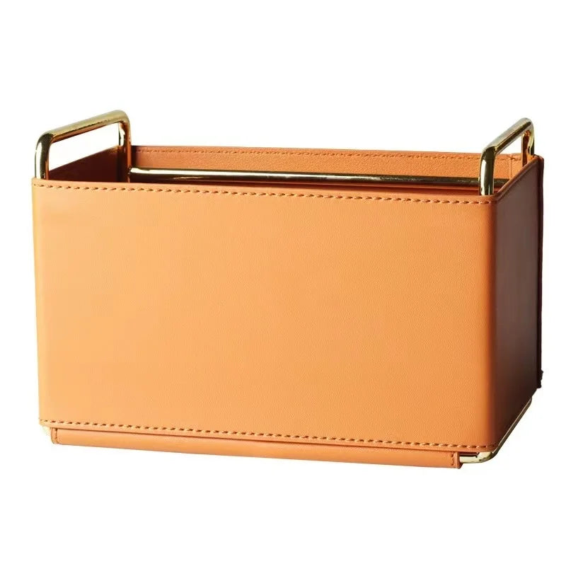 Fashion Modern Style Leather Material Storage Box Large Household Living Room Bedroom Remote Control Sundries Cosmetics Desktop