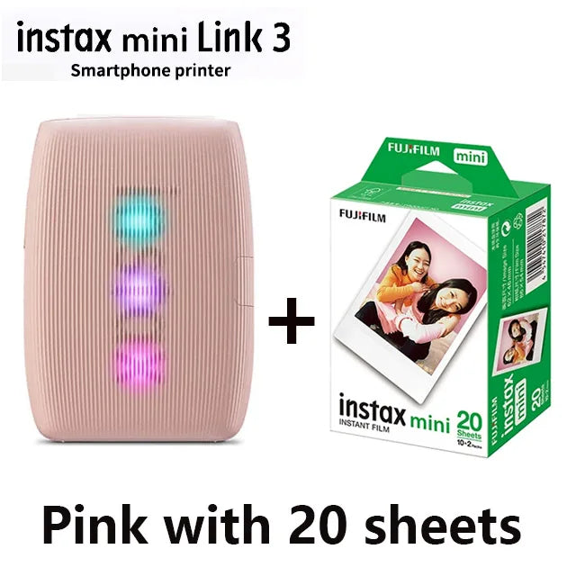 Original Fujifilm Instax Mini Link 2/Link 3 Printer Instax Photo Camera Printers ( 20 / 40 Sheet Instax Mini White Film )