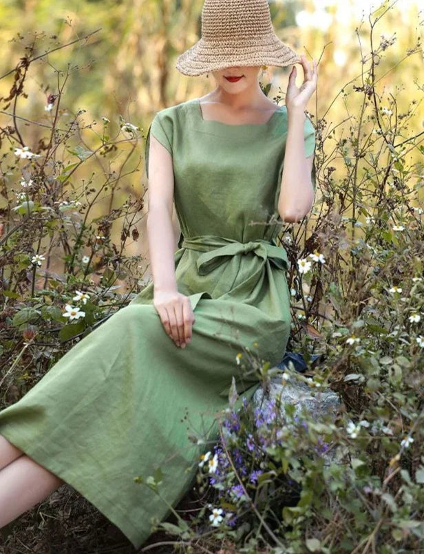 Midi Bandage Green Short Sleeve Female Dress Chic and Elegant Pretty on Promotion Sale Clearance Luxury A Line Women's Dresses