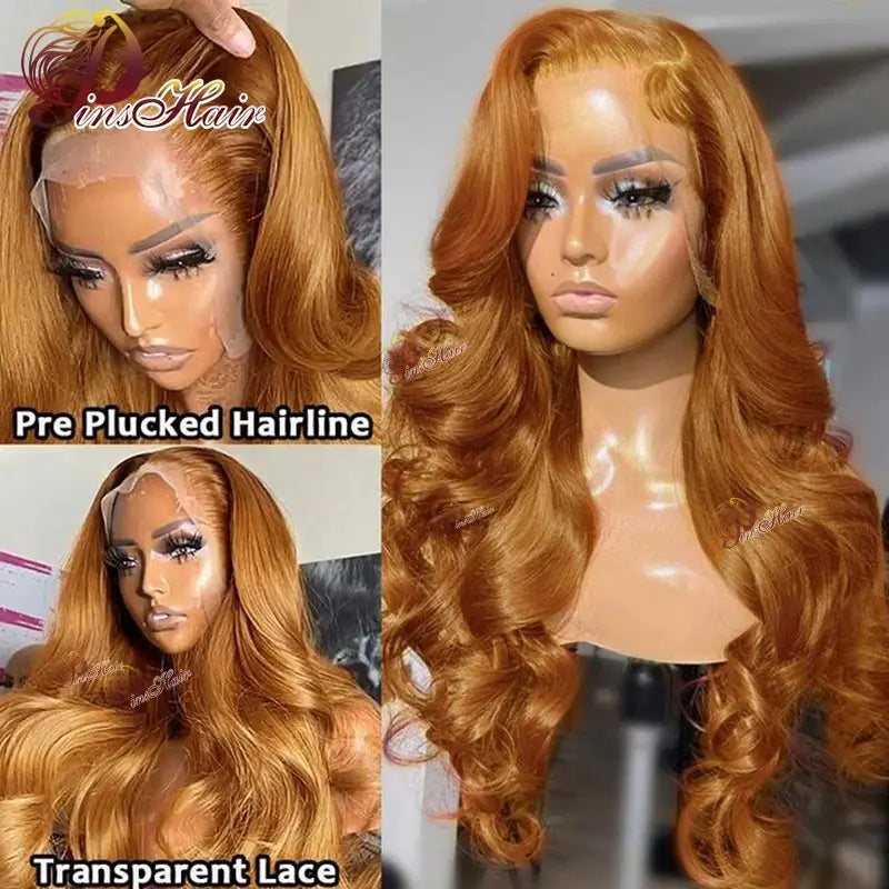 30 Inch Ginger Blonde 13X6 Lace Front Wig 13X4 Body Wave Human Hair Wigs Transparent Brazilian Human Hair Wig For Black Women