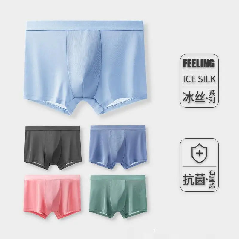 Hot Sale Male's Cool Light Ice Silk Underpants Summer Graphene Antibacterial Underwear Men's Breathable Quick Dry Boxers