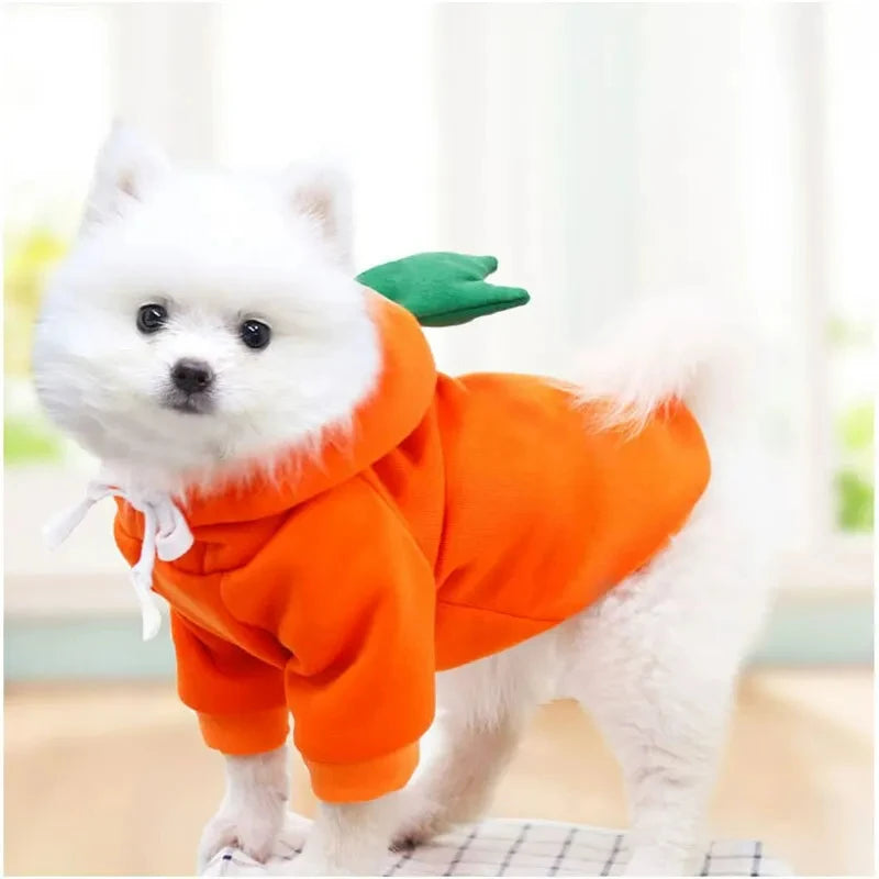 1pc New Dog Hoodie Clothes Cute Design Sweater Coat Carrot Shape Warm Fleece Outdoor Pet Outfit Outerwear for Dogs Puppy