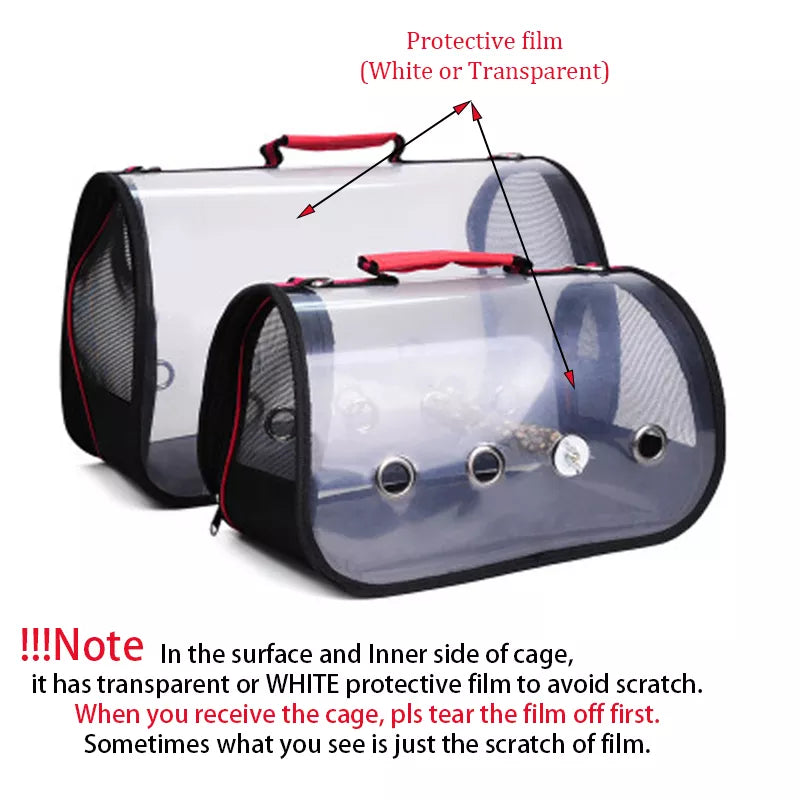 Portable Clear Bird Parrot Transport Cage Breathable Bird Carrier Travel Bag Small Pet Rabbit Guinea Pig Chinchilla Outdoor Bag