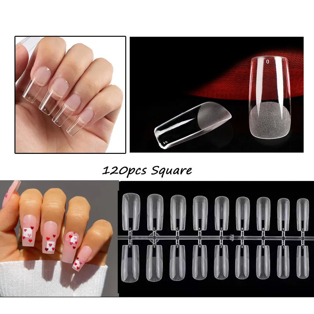 120pcs/bag Matte Press On Nail Tips Soft Full Cover False Nails Oval Almond Sculpted Fake Nail